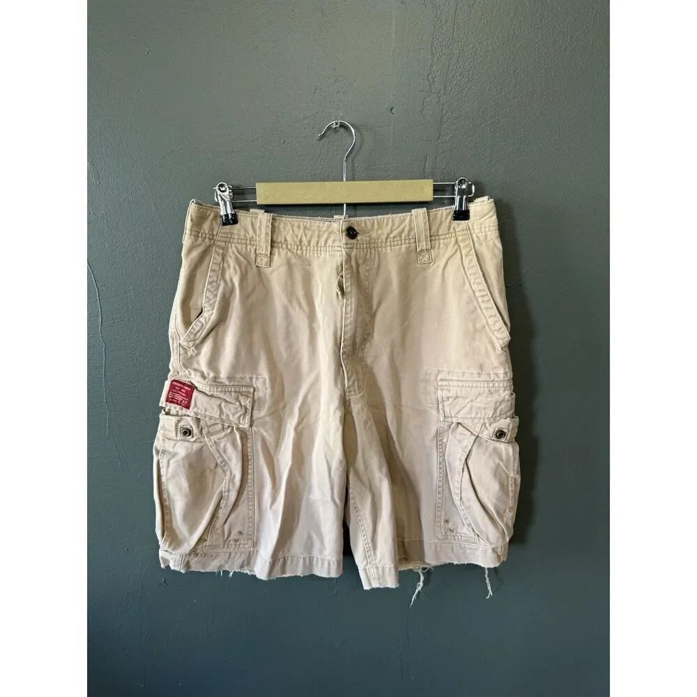 Y2K Abercrombie & Fitch Mens Brown Cargo Shorts Size 31